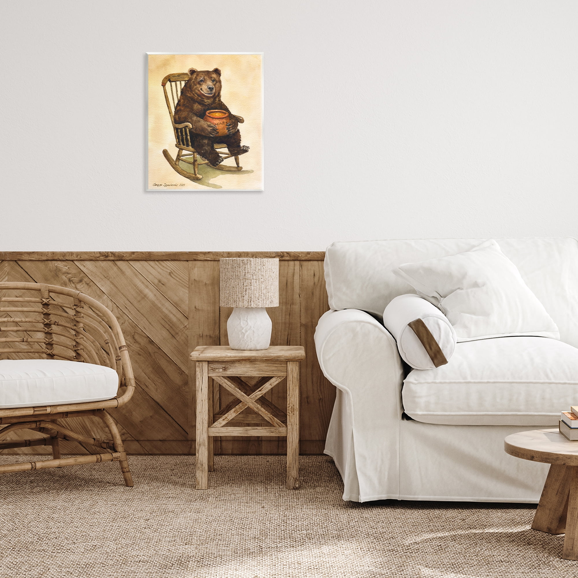 Stupell Industries Happy Bear & Pot of Honey Wall Plaque Art, design by George Dyachenko