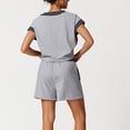 thumbnail image 5 of BLTIBY Women's Summer 2 Piece Shorts Set Loose V Neck Short Sleeve Matching Workout Lounge Sets with Pockets Gray L, 5 of 7
