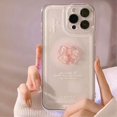 thumbnail image 2 of Funda de teléfono transparente con lazo de cristal 3D coreano para iPhone 16, 15, 14 Pro Max, 13, 12, 11 Pro Mini, X, XR, XS Max, 7, 8, 16 Plus, SE 2022, funda blanda, 2 of 4