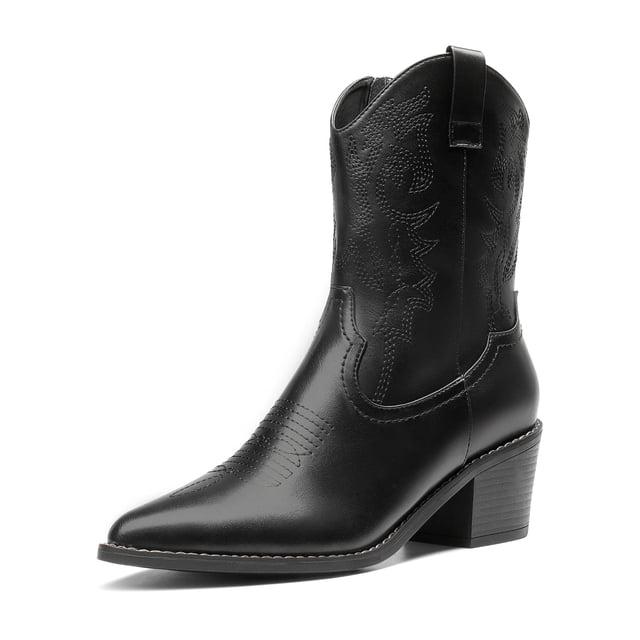 Botinetas DREAM PAIRS Cowboy para Mujer Negras Talle 7