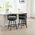 thumbnail image 3 of Zesthouse 26.6″ Swivel Bar Stools Set of 2, Linen Upholstered Counter Height Chairs with Barrel Back Metal Legs, Modern Barstools for Kitchen Island, Dark Gray, 3 of 11