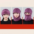 thumbnail image 3 of Viworld Women Winter Knitted Windproof Warm Beanie Cap Neck Gaiter Hat Scarf Gift Set-Light Purple, 3 of 8
