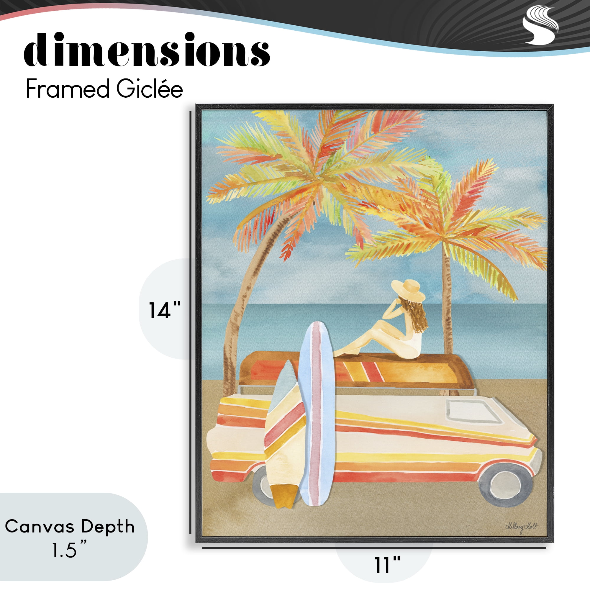 Stupell Industries California Road Trip Black Framed Giclee Art, design by Hillary Holt