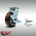thumbnail image 2 of 5 Inch SS Polyurethane Swivel Caster with Delrin Bearing and Brake/Swvl Lock SCC, 2 of 2