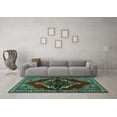thumbnail image 3 of Ahgly Company Indoor Round Medallion Turquoise Blue Traditional Area Rugs, 6' Round, 3 of 4