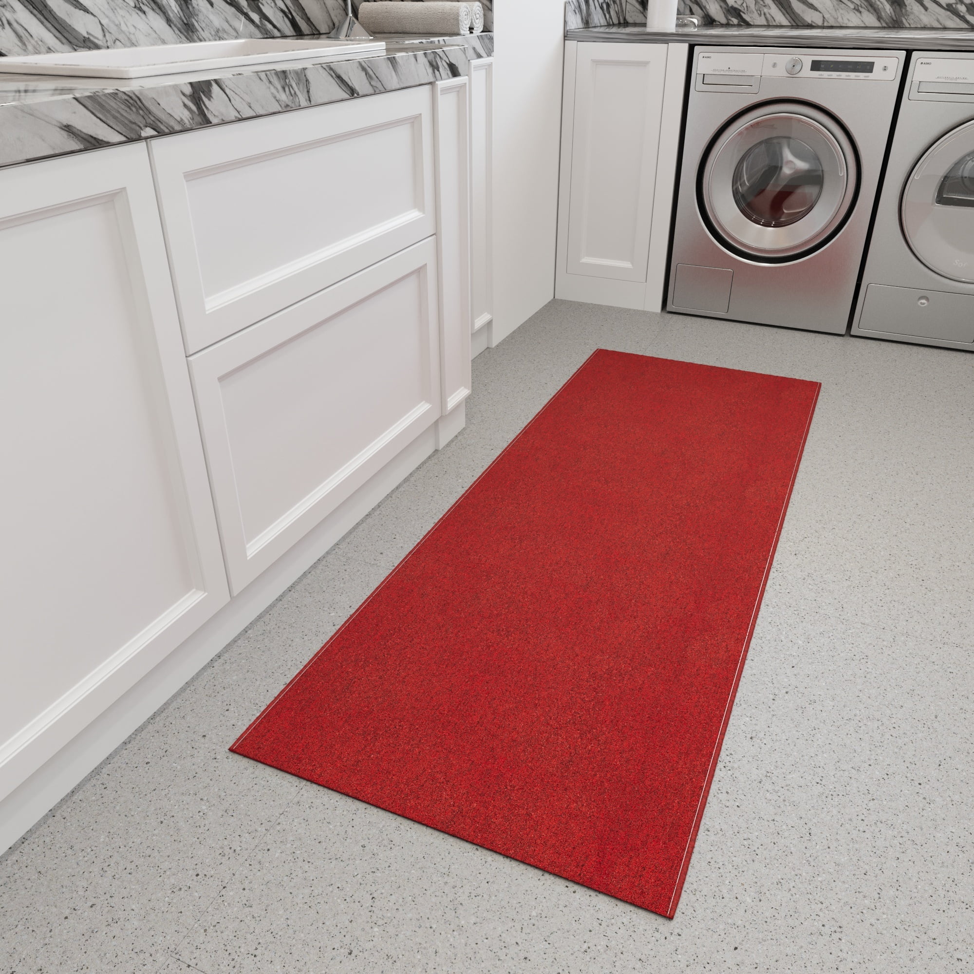 Ottomanson Hallway Runner Rug 2x7 Non-Slip Rug for Kitchen Bedroom Entryway, 1'10" x 7', Red