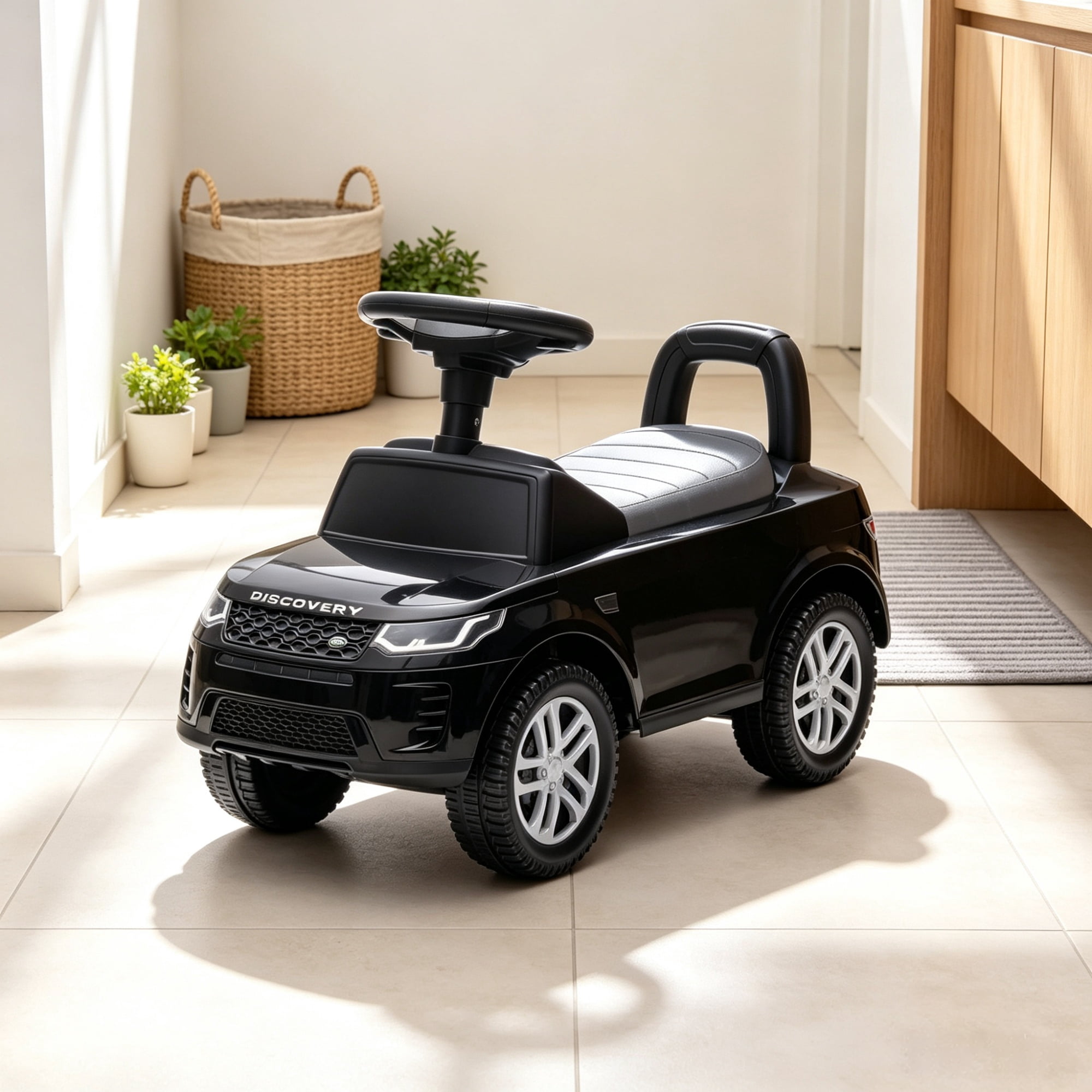 Baby Push Car for Toddlers, Under Seat Storage Ride-On Toy, 18-36 Months, Black