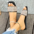 thumbnail image 4 of Rhinestones Pearl Slip on Dress Sandals for Women 2025 Wedding Sparkly Square Open Toe Dressy Slides Bride, 4 of 7