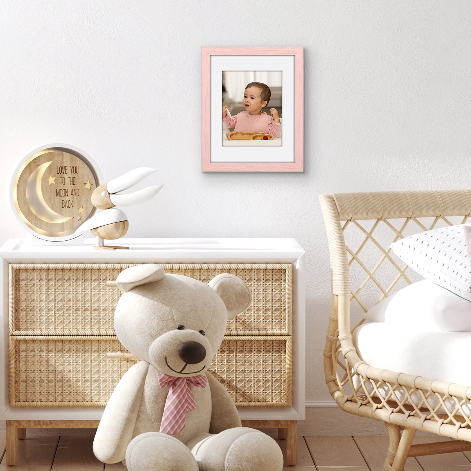 Americanflat 11x14 Picture Frame with Shatter-Resistant Glass Fits 8x10 Photos with Mat Hudson Distressed - Pink