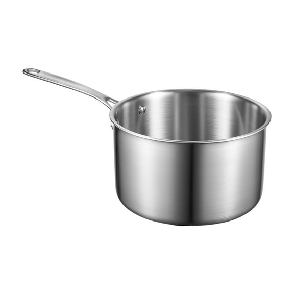 KFFKFF 4 QT Stainless Steel Saucepan with Glass Lid, Versatile Nonstick Cooking Pot with Ergonomic Handle, Compatible with Oven, Dishwasher, and Induction Cooktops