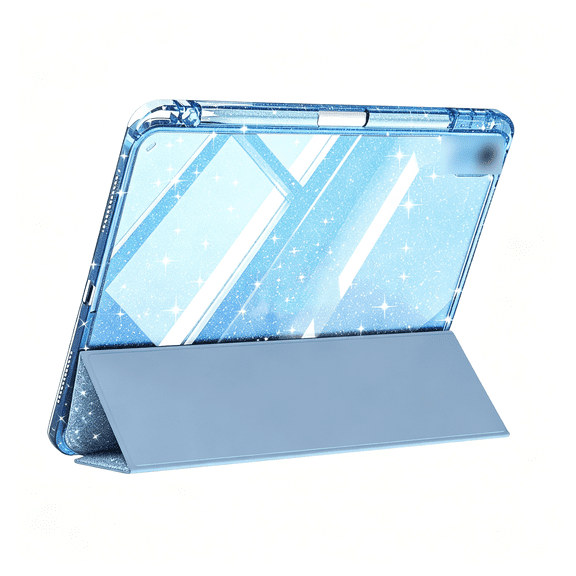 GJX Case for Ipad (A16) 11Th Generation 11"2025,Ipad 10Th Generation Case 10.9"2022 with Pencil Holder,Glitter Sparkly Cover with Shiny Clear Transparent Back Shell,Light Blue
