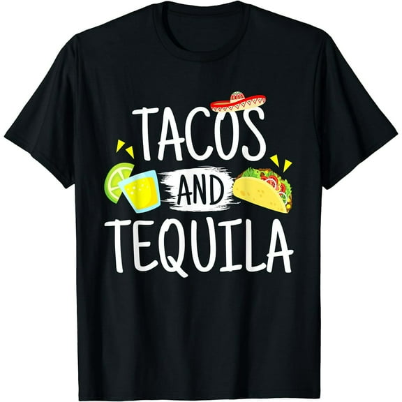 Funny Tacos And Tequila T-Shirt Mens Short Sleeve Black Tee