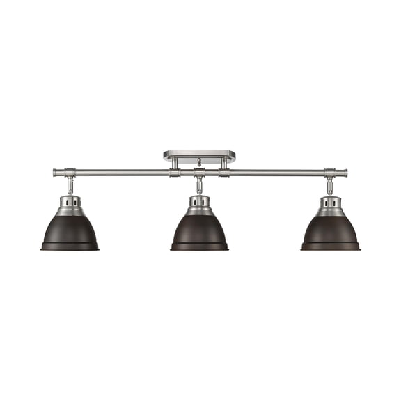 Yep by Golden Lighting Duncan 3-light Semi-Flush Mount in Pewter and Rubbed Bronze shade