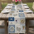 thumbnail image 4 of Summer Ocean Table Runner 72 Inches, Nautical Coastal Fish Food Wine Crab Retro Bed Runner Dresser Scarves Tabletop for Indoor Outdoor Parties/Ceremony/Banquet, 14" x 72", 4 of 9