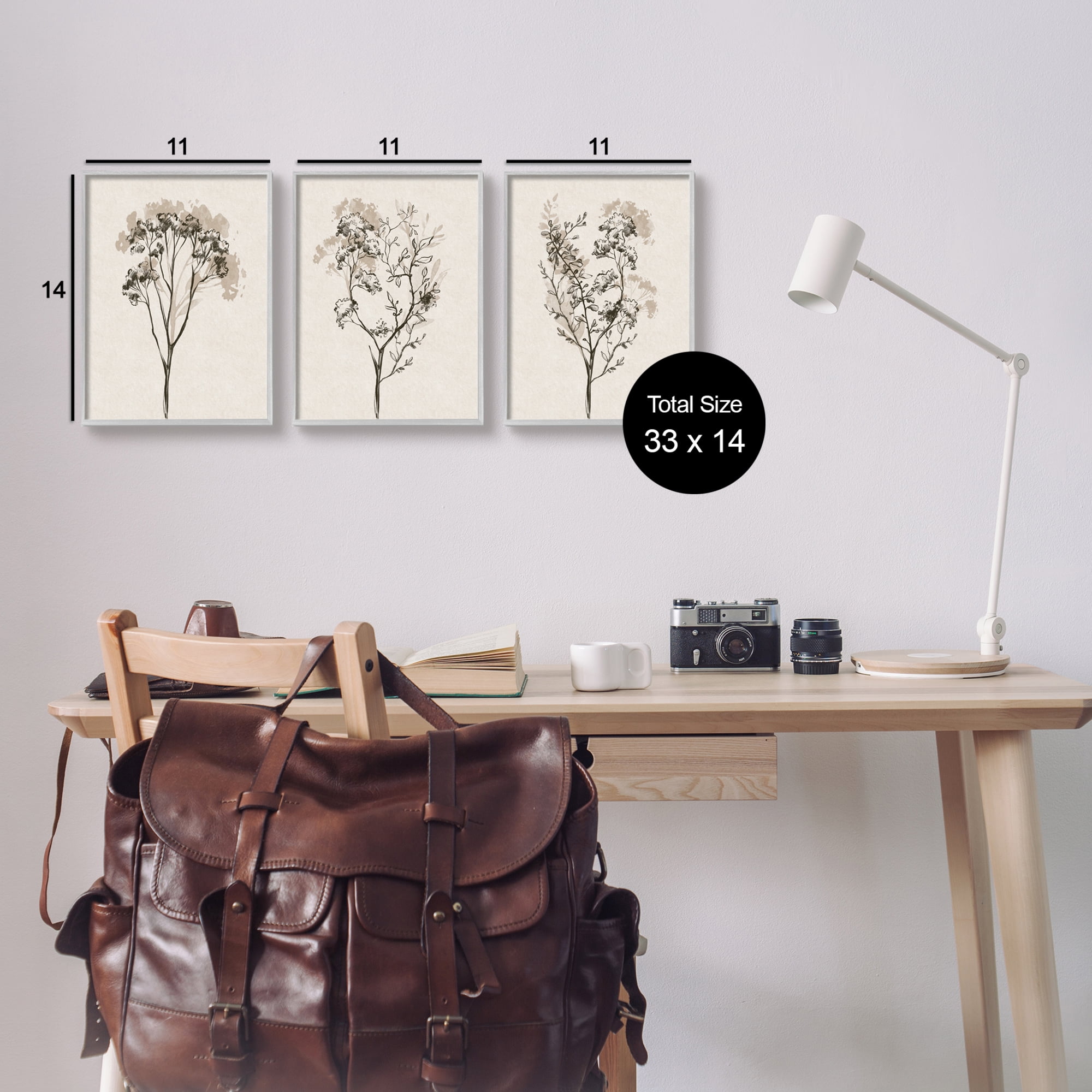 Stupell Industries Beige Cottage Herbs Botanical & Floral Painting Gray Framed Art Print Wall Art, 11 x 14, Set of 3