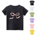 thumbnail image 2 of Qingpeng Girl's Bow Print T Shirt Crew Neck Short Sleeve Casual Tee Shirts, 2 of 3