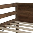 thumbnail image 7 of Kumix Twin over Twin Floor Bunk Bed with Panelled Headboard and Footboard, Solid Rubber Wood Foundation with Safety Guardrails, Built-in Ladder for Teens Adults, Noise-Free, Antique Oak, 7 of 7