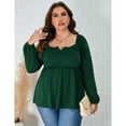 thumbnail image 2 of Women Plus Size Shirts Notched Neck Long Sleeve Blouse Casual Tops, 2 of 5