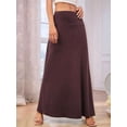 thumbnail image 4 of Women'S Casual Mid Long Skirts Stretchy Ultra-Soft Flowy Maxi Formal Skirts High Waist Lounge Skirts Wine Red L, 4 of 5