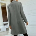 thumbnail image 7 of Stichou Womens Long Double Breasted Coats Lapel Collar Pea Coat Winter Slim Fit Jackets Trench Coat Outwear Gray S, 7 of 7