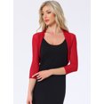 thumbnail image 2 of DARING DIVA Semi Sheer Elegant 3/4 Sleeves Blouse XL Red, 2 of 6