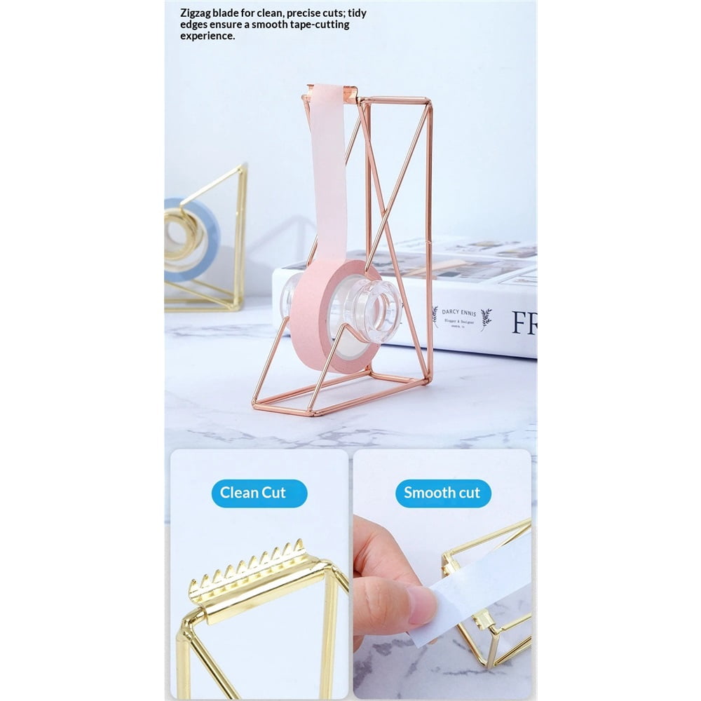Tape Dipenser, Desktop Accessory, 1" Core, Gold,Tape Cutter Desktop Tape Dispenser Wire Adhesive Tape Dispenser