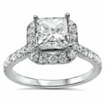 thumbnail image 4 of HeartsAndYou 4ct Princess Cut Moissanite Halo Accent Engagement Ring for Women 18k White Gold over Silver, 4 of 5