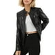 thumbnail image 2 of Chaquetas y abrigos casuales sin capucha de manga larga para mujer, chaqueta de cuero de moda para mujer, abrigo de cuero con solapa corta, traje de motociclista, chaqueta de cuero para mujer, parte s, 2 of 4