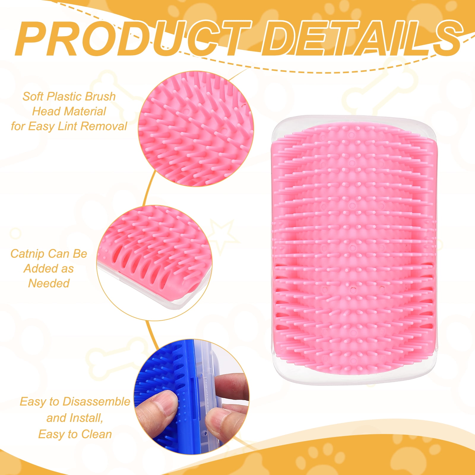 Uxcell Self Grooming Cat Brush, Cat Self Groomer Scratcher with Catnip Softer Cat Face Scratchers Wall Corner Groomer Massage Combs (4Pcs, S, Pink) for Long Short Fur Pets/Kittens/Puppies