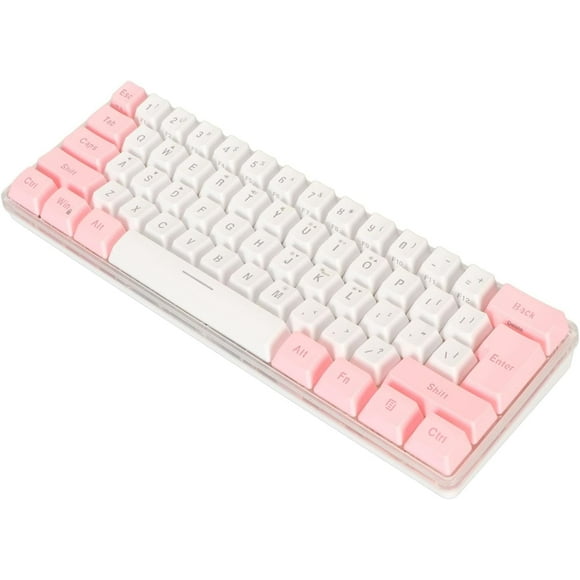 Hongkaii Mini Keyboard, Gaming Keyboard 60 Percent 61 Keys Keyboard Wired Gaming Keyboard RGB Small Gaming Keyboard Imitated Mechanical Compact for Typist (Pink White) AZ715-10394