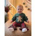 thumbnail image 4 of RUINIXCW Toddler Girls Christmas Outfits Gingerbread Embroidery Ruffle Long Sleeve Sweatshirt and Bow Plaid Flare Pants Set, 4 of 8