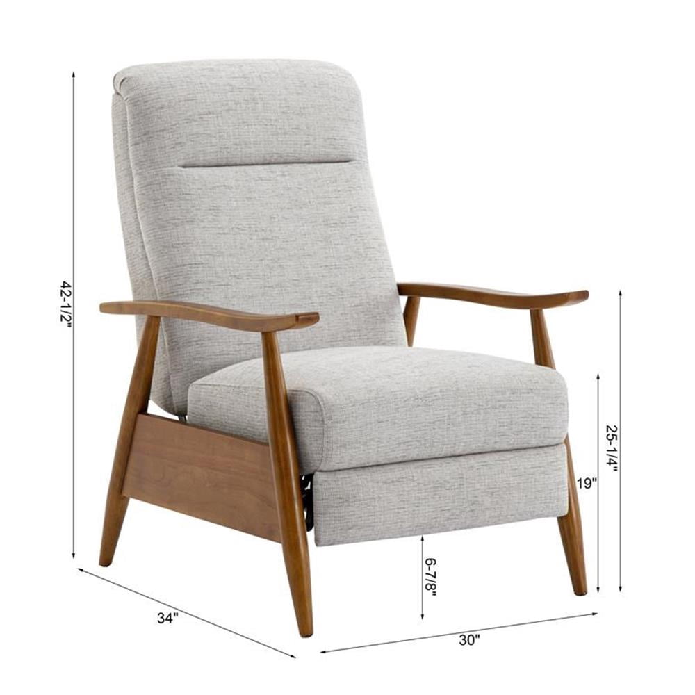 Terni Wood Arm Push Back Recliner in Sea Oat Beige Performance Fabric