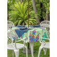 thumbnail image 3 of Outdoor Tablecloth with Umbrella Hole for Patio/Picnic/Party/Camping, Children's Day Waterproof Table Cloth Round Cover Washable, Airplanes Sailing Boats Tree Cartoon Green (Dia 60"), 3 of 8