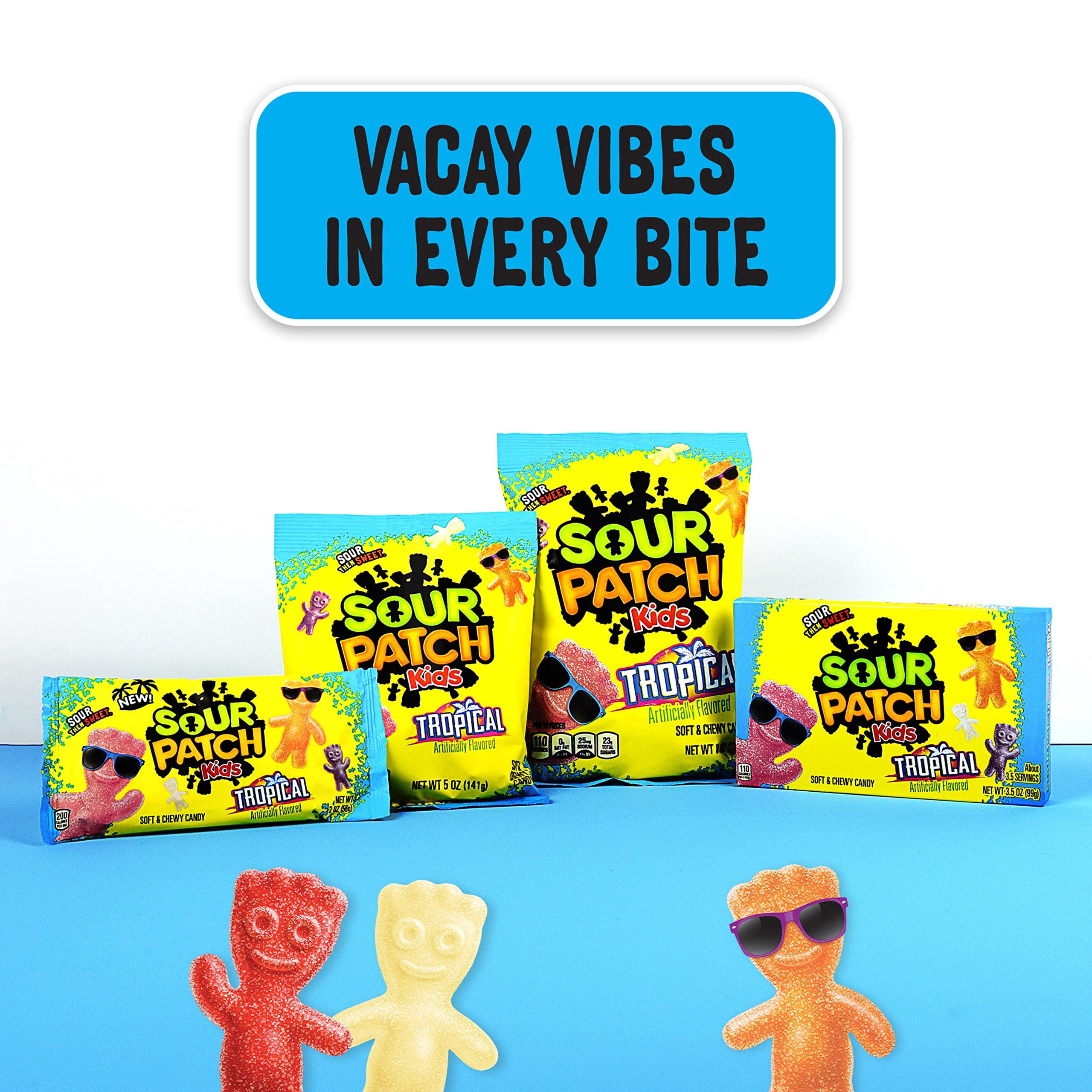 (4 pack) Sour Patch Kids Tropical Flavored 3.6 oz