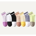 thumbnail image 6 of 4 Pairs Women's Seamless Cotton Ankle Socks Breathable Stretch Ribbed Cuff in Assorted Color Block Design - 4 pairs-C, 6 of 7