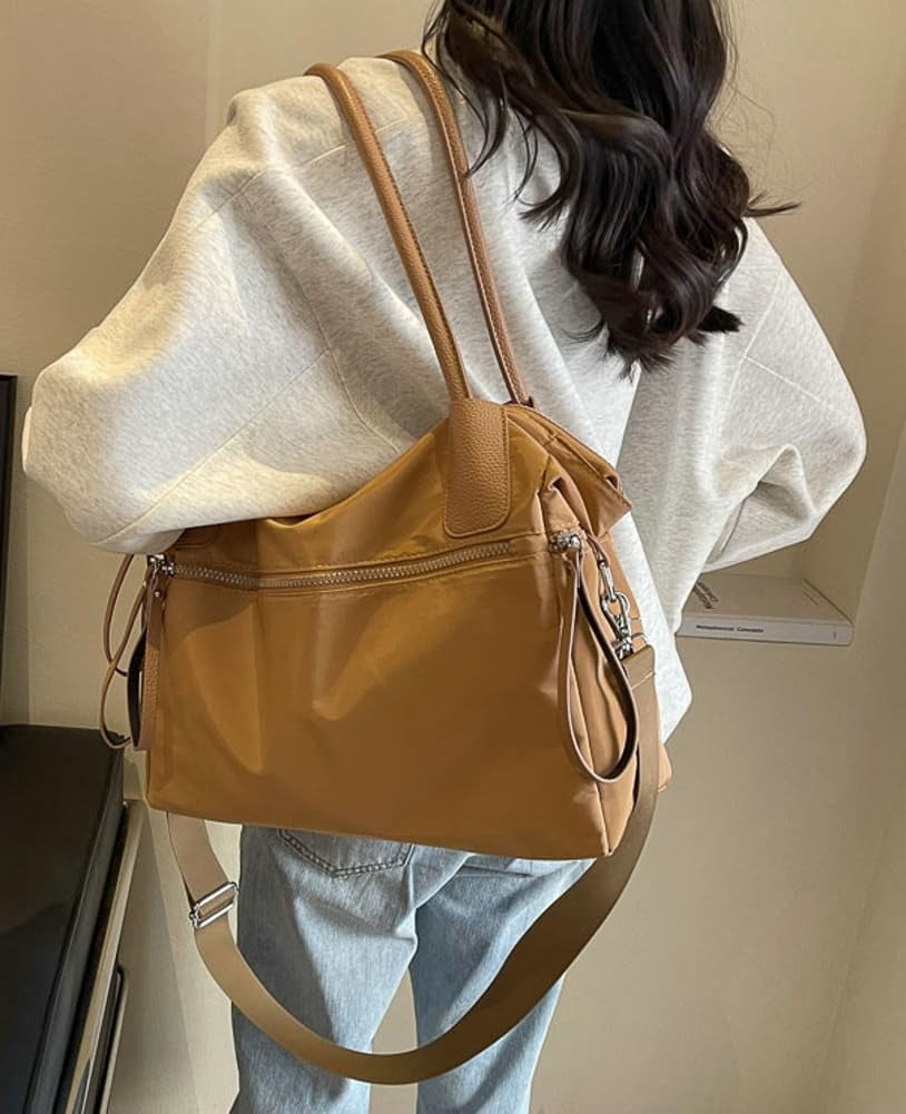 Zhengup Large Handbags for Women Top-Handle Purse Roomy Casual Shoulder Crossbody Bags Nylon Travel Working Tote Purse