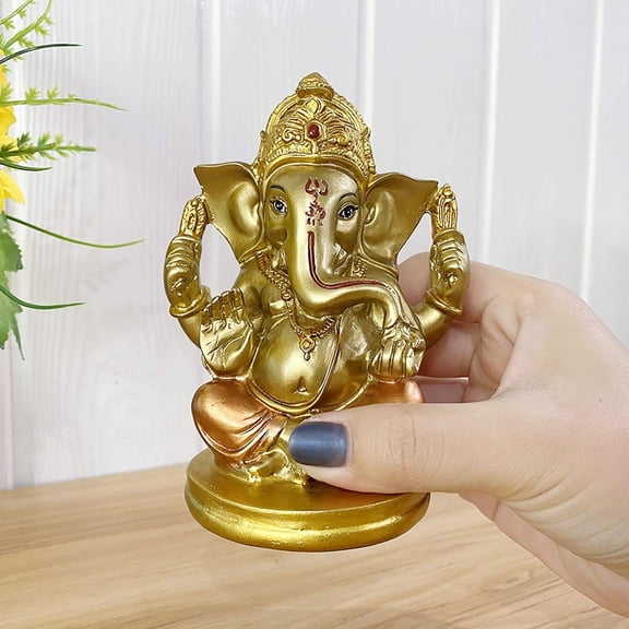 BangBangDa Hindu Lord Ganesha Statue - Indian Elephant God Murti Decor Hand Painting Figurines Idol Wedding Return Gifts Home Mandir Pooja Item Altar Yoga Room Decor