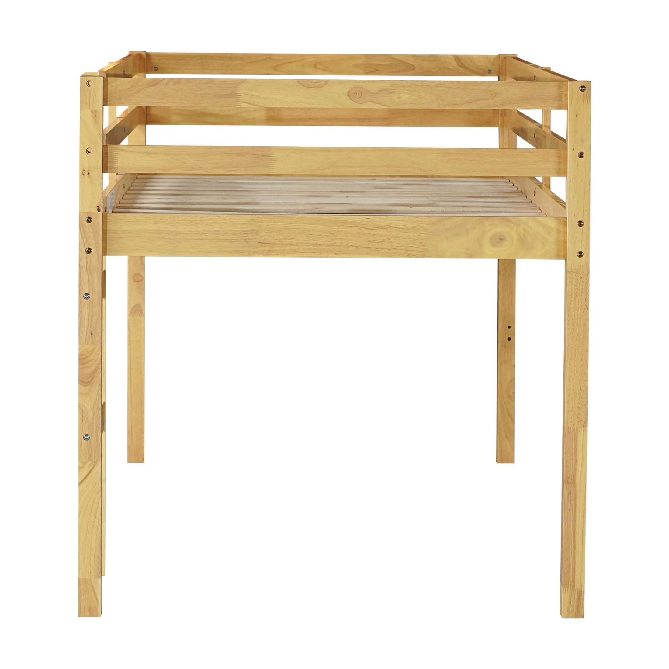 Noble House Modern Tilda Twin Loft Bed, Solid Rubber Wood Frame with Ladder, Spacious Under for Kids, Natural