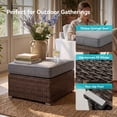 thumbnail image 5 of VENTOPYR Woven Water Hyacinth Square Ottoman Coffee Table with Dark Gray Fabric Cushion, 5 of 5