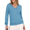 thumbnail image 3 of Female Long Sleeve V Neck Sweaters Fall Casual Classic Soft Loose Fit Basic Pullover Jumper Top Tranquil Blue L, 3 of 10