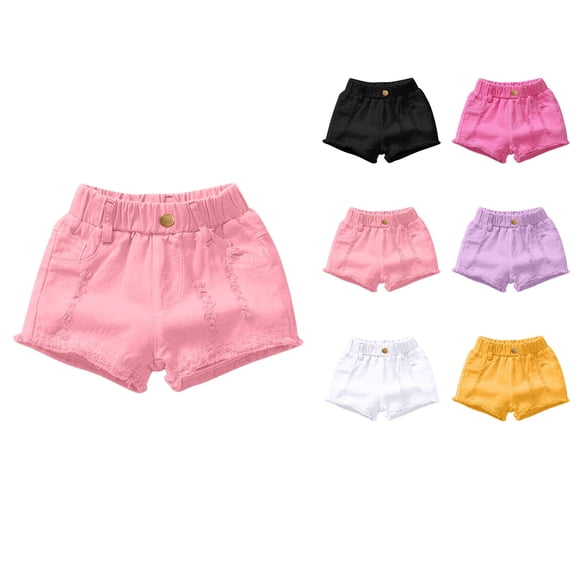 SROBPTY Kids 3-15 Years Denim Shorts Button Pocket Casual Wear Yellow, 11-12 Years