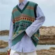 thumbnail image 5 of Suéter para hombre, chaleco informal con cuello en V, chalecos de punto estampados para hombre, diseñador, moda coreana barata, reseñas de ropa suave, top Harajuku, 5 of 5