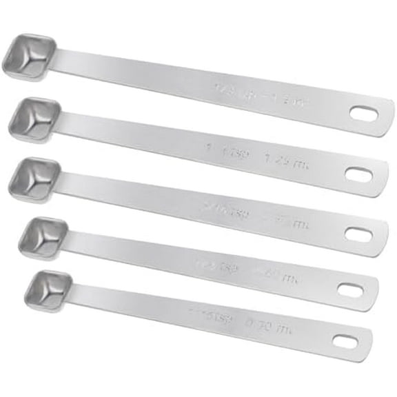 Stainless Steel Measuring Spoons Set - 5 Pcs, 1/3, 1/4, 3/6, 1/8, 1/16 Tsp