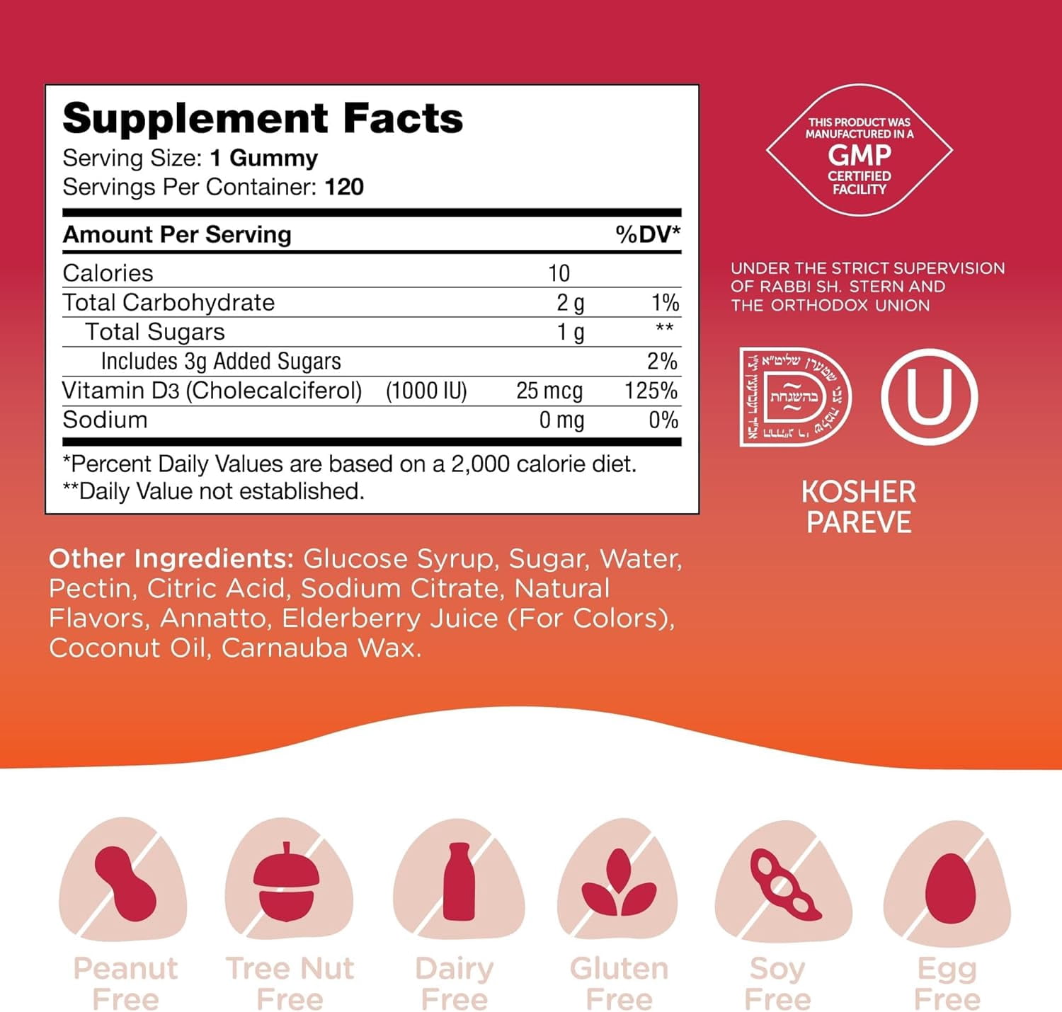 Zahler Chapter One Vitamin D3 Gummies 1000 IU, 120 Count, Kids & Adults, Immune Support, Vitamin D Supplement, Kosher