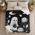 thumbnail image 5 of Whimsical Ghost Garden Night Scene, Festive Halloween Scene, Warm Flannel Blanket for Living Room and Reading Nook, Art Lovers Halloween Gift, Fantasy Home Decor, 5 of 9