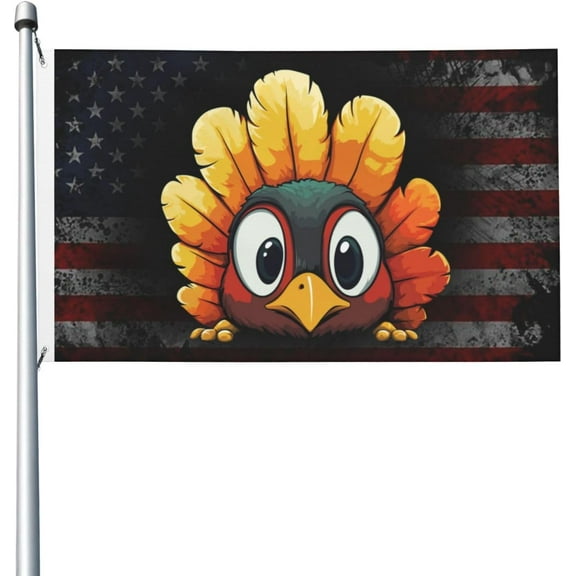 Funny Thanksgiving Turkey 3x5 Double Sided Flag Fade Resistant Banner Polyester Flag with 2 Brass Grommets For Indoor Outdoor52