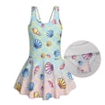 thumbnail image 4 of Uorisanigo Girls Swimsuits Merimaid Scale and Shell Size 12-13 Back Strap Bathing Suit Skirted Polyester and Spandex Fabric Beach Swimwear, Merimaid Scale Print, 4 of 6