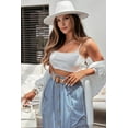 thumbnail image 7 of Women's Beau Blue High Waist Denim Maxi Skirt with Button Front and Side Pockets | [ZhiHiMeRi] | (US 12-14)L, 7 of 7