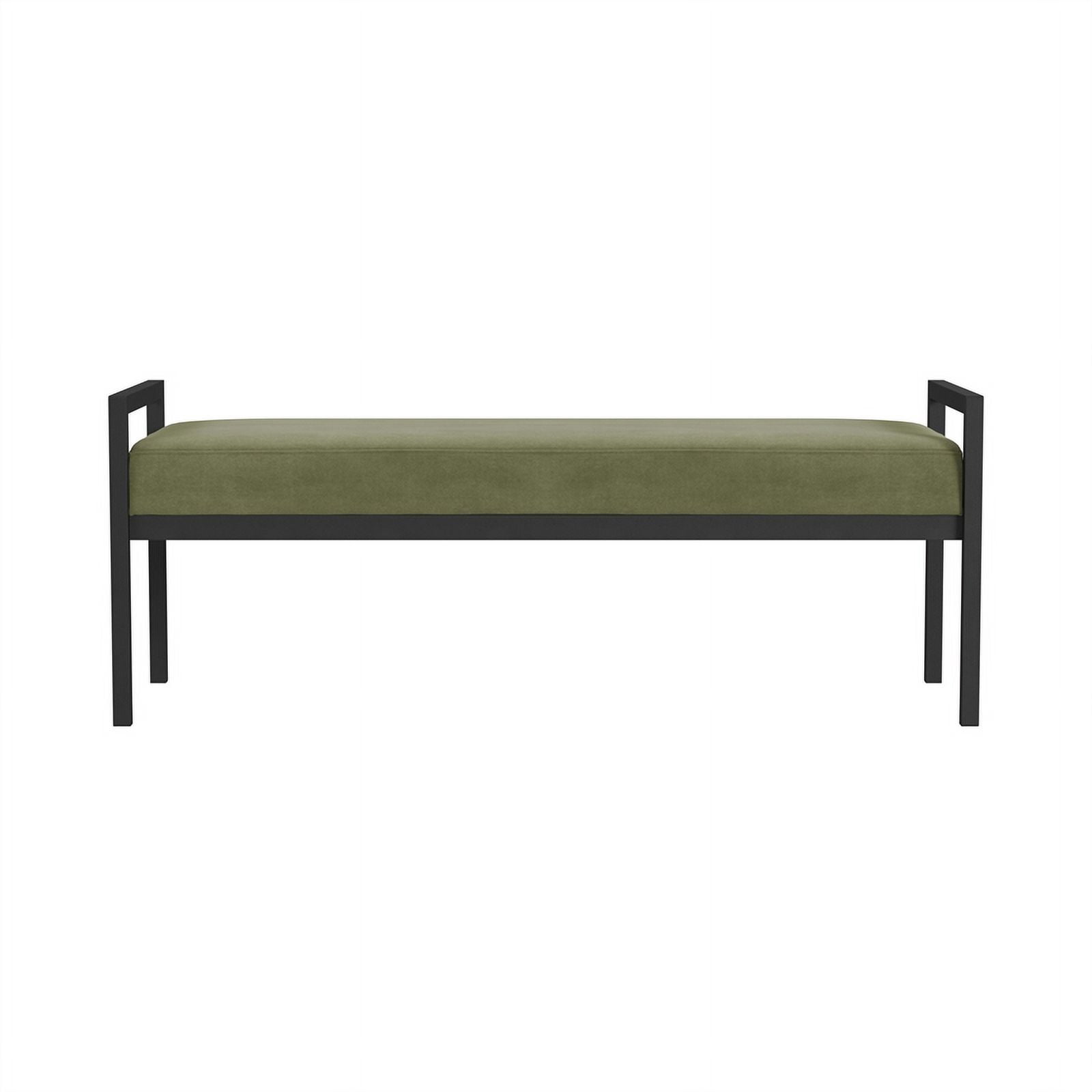 HomePop Modern Metal & Velvet Bench, 49.5"W x 17.25"D x 19"H, Light Sage Green/Black