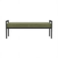 thumbnail image 4 of HomePop Modern Metal & Velvet Bench, 49.5"W x 17.25"D x 19"H, Light Sage Green/Black, 4 of 8